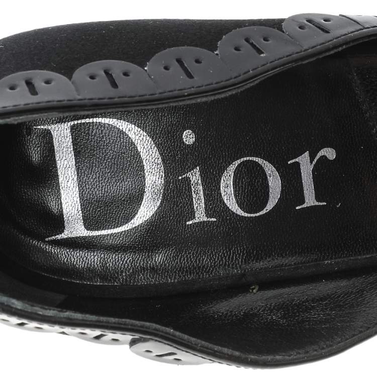 Pre Owned Dior Black Patent Leather And Satin Platform D'orsay Sandals Size 36.5