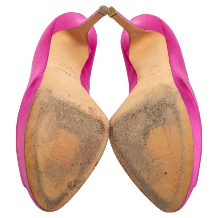 Pre Owned Dior Pink Satin Miss Dior Peep-Toe Pumps Size 40.5