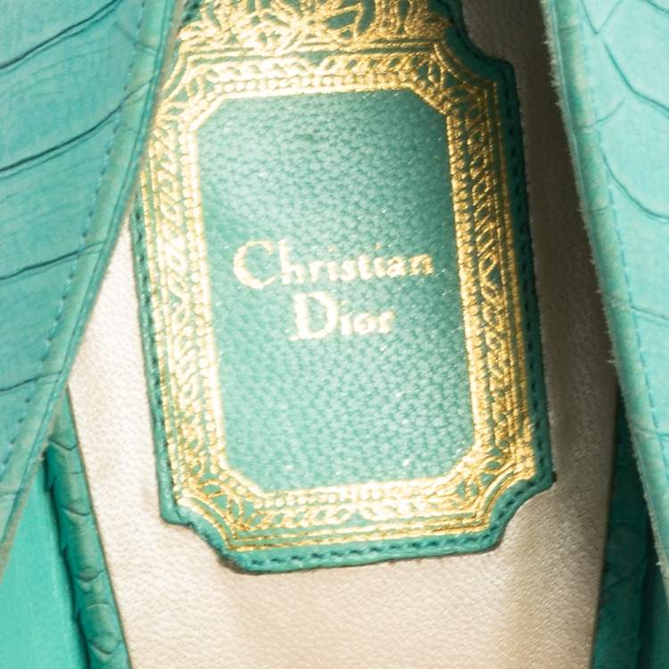 Pre Owned Dior Turquoise Python Embossed Leather Miss Dior Peep-Toe Pumps Size 41 
