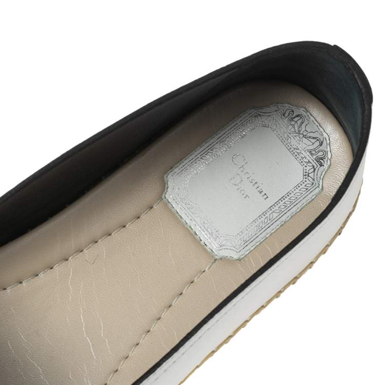 Pre Owned Dior White Laser Cut Floral Embellished Leather Flore Flat Espadrilles Size 37.5 