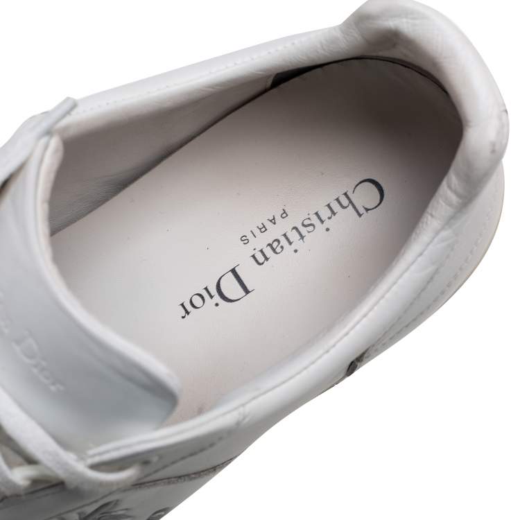 Pre Owned Dior White/Grey Leather And Suede D Bee Low Top Sneakers Size 40