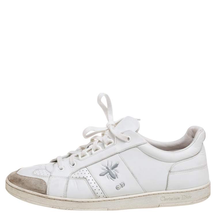 Christian Dior Star Low Top Sneakers White Leather and Gray Suede Size 37.5