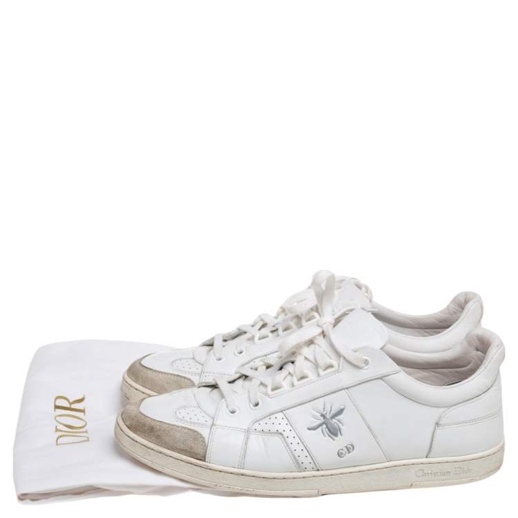 Pre Owned Dior White/Grey Leather And Suede D Bee Low Top Sneakers Size 40