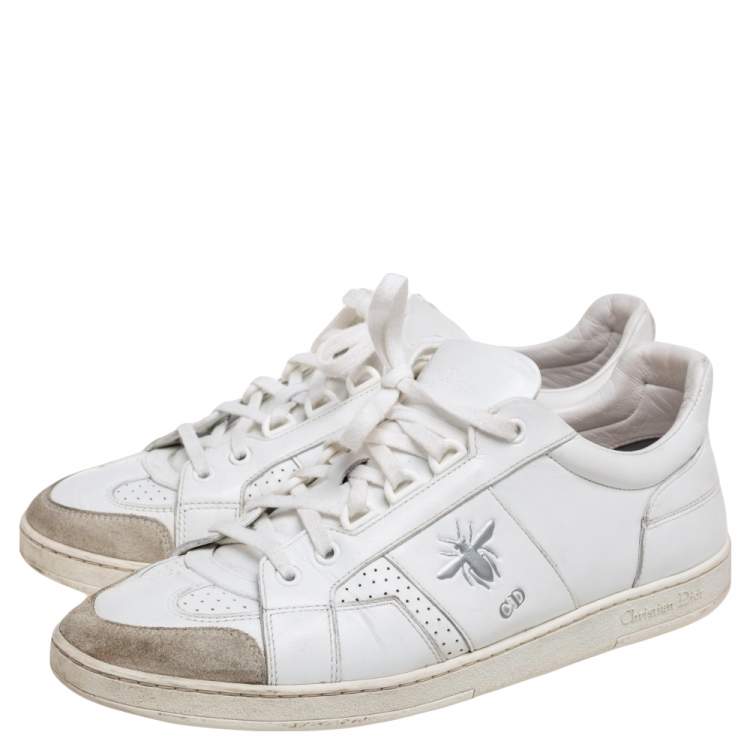 Pre Owned Dior White/Grey Leather And Suede D Bee Low Top Sneakers Size 40