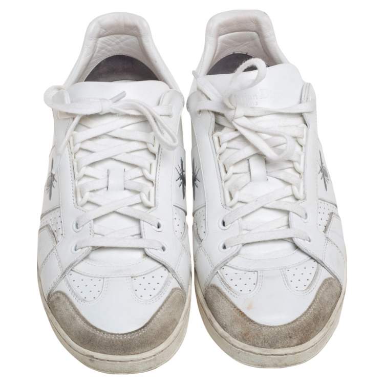 Pre Owned Dior White/Grey Leather And Suede D Bee Low Top Sneakers Size 40