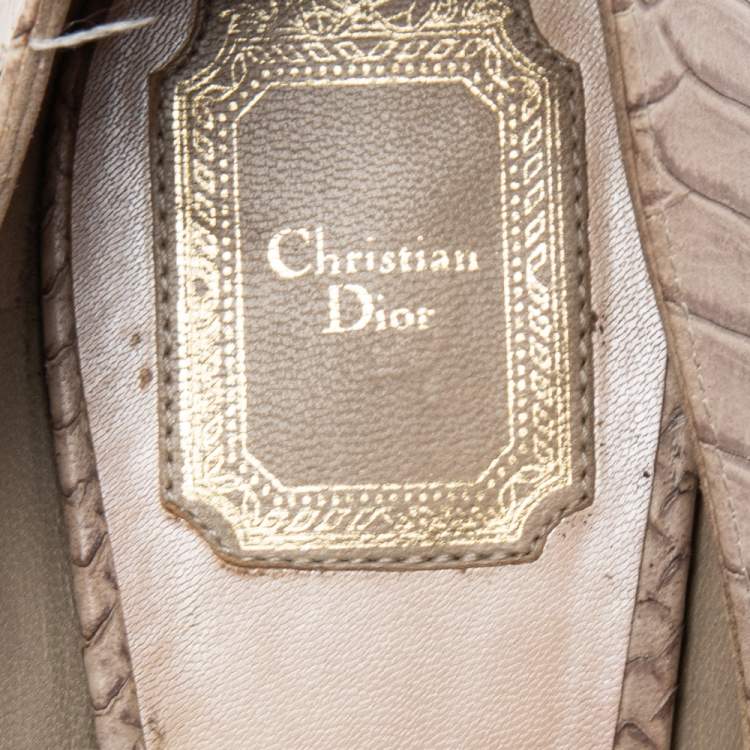 Pre Owned Dior Grey Python Embossed Leather Peep Toe  Pumps Size 41