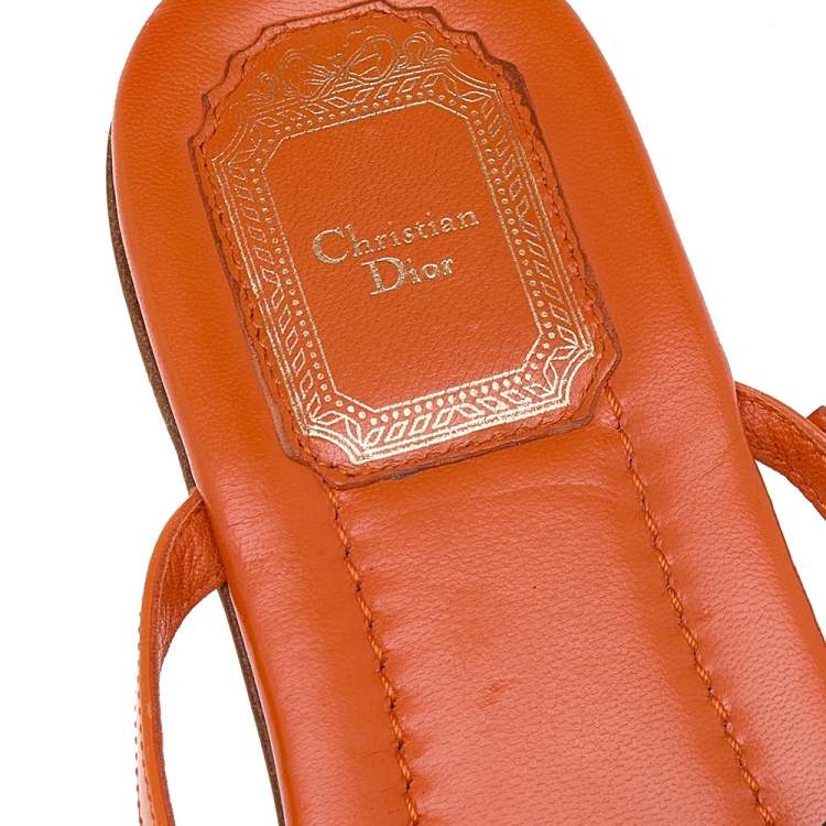 مملوكة مسبقًا Dior Multicolor Leather Floral Detail Thong Sandals Size 38