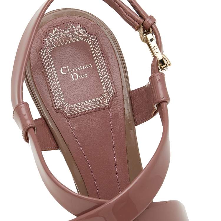 Pre Owned Dior Multicolor Patent Leather Cross Strap Slingback Platform Sandals Size 39