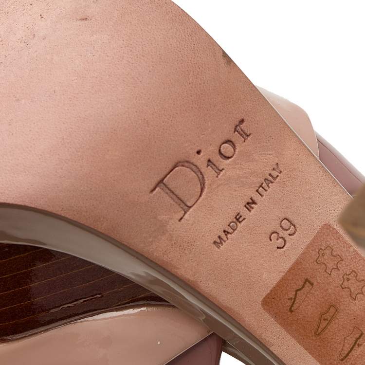 Pre Owned Dior Multicolor Patent Leather Cross Strap Slingback Platform Sandals Size 39