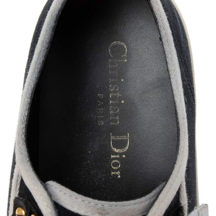 Pre Owned Dior Black/White Canvas and Rubber Walk'n'Dior Low-Top Sneakers Size 39