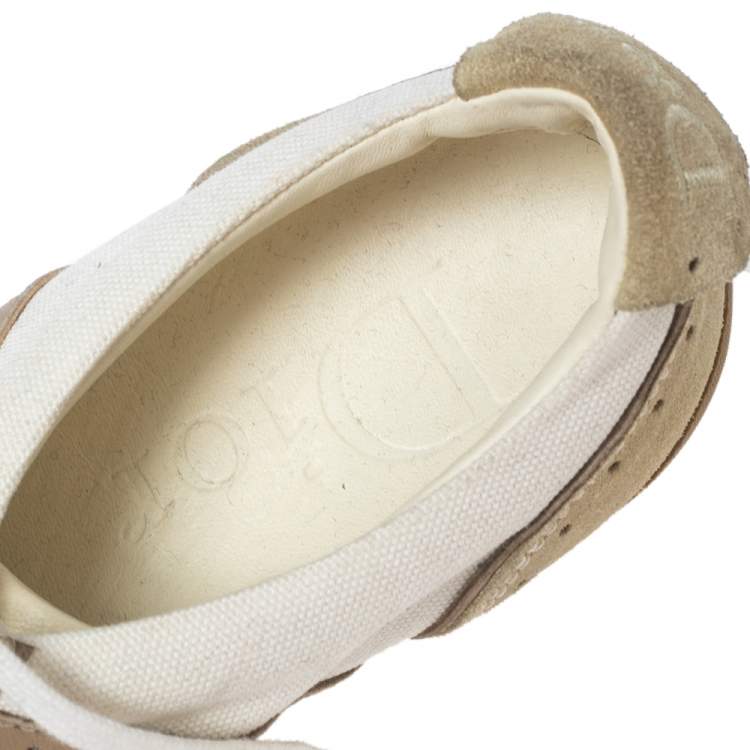 Pre Owned Dior Multicolor Canvas And Leather Lace Up Sneakers Size 37.5