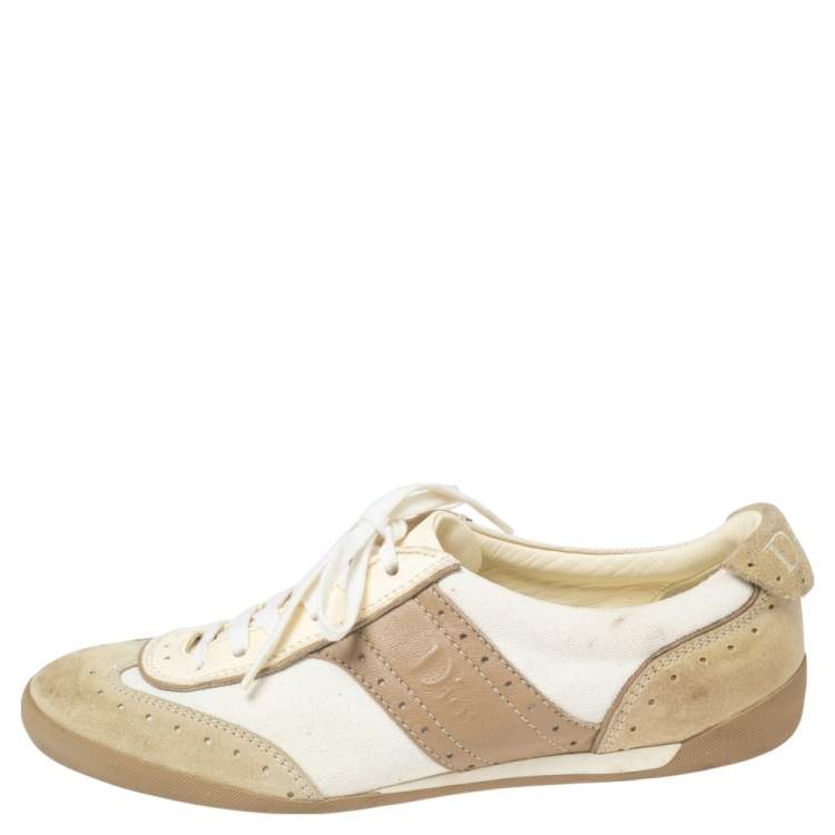 Pre Owned Dior Multicolor Canvas And Leather Lace Up Sneakers Size 37.5