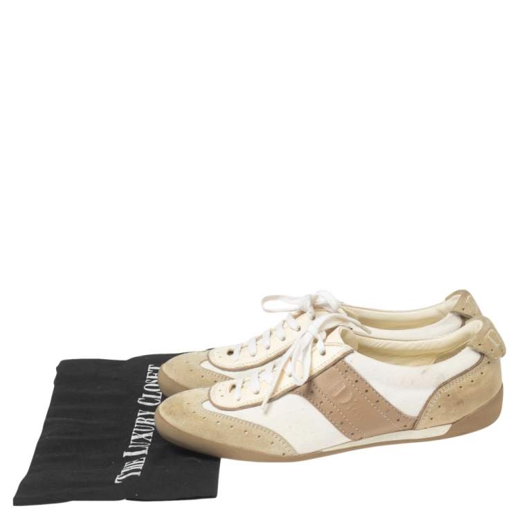 Pre Owned Dior Multicolor Canvas And Leather Lace Up Sneakers Size 37.5