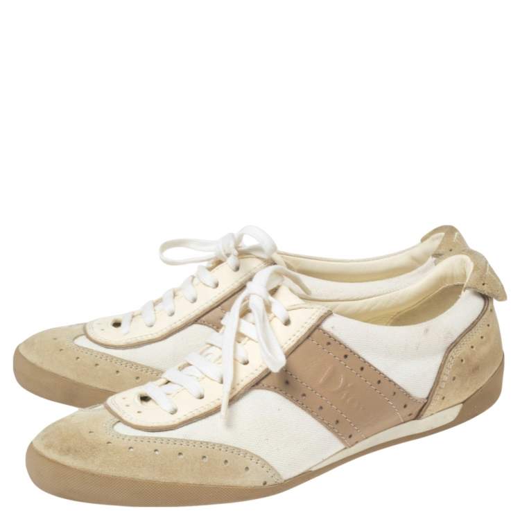 Pre Owned Dior Multicolor Canvas And Leather Lace Up Sneakers Size 37.5