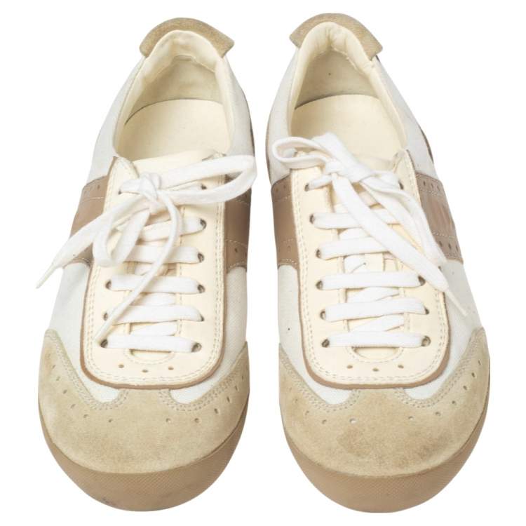 Pre Owned Dior Multicolor Canvas And Leather Lace Up Sneakers Size 37.5