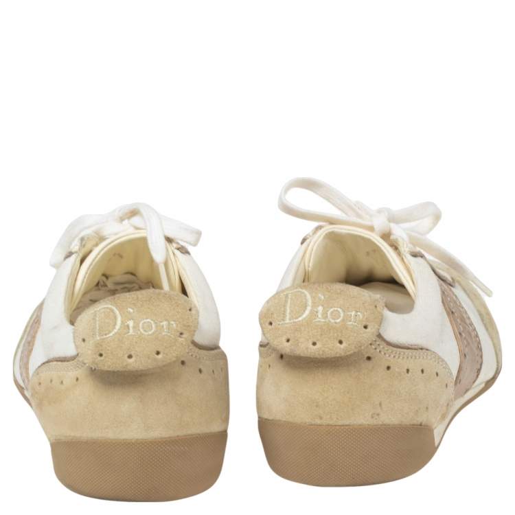 Pre Owned Dior Multicolor Canvas And Leather Lace Up Sneakers Size 37.5