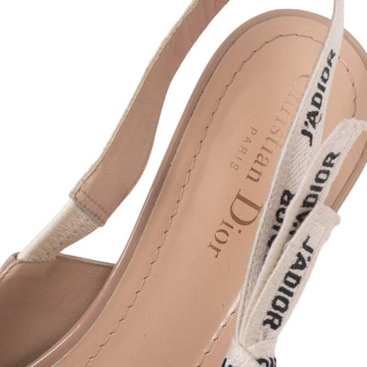 Pre Owned Dior Beige Patent Leather J'adior Slingback Sandals Size 40.5