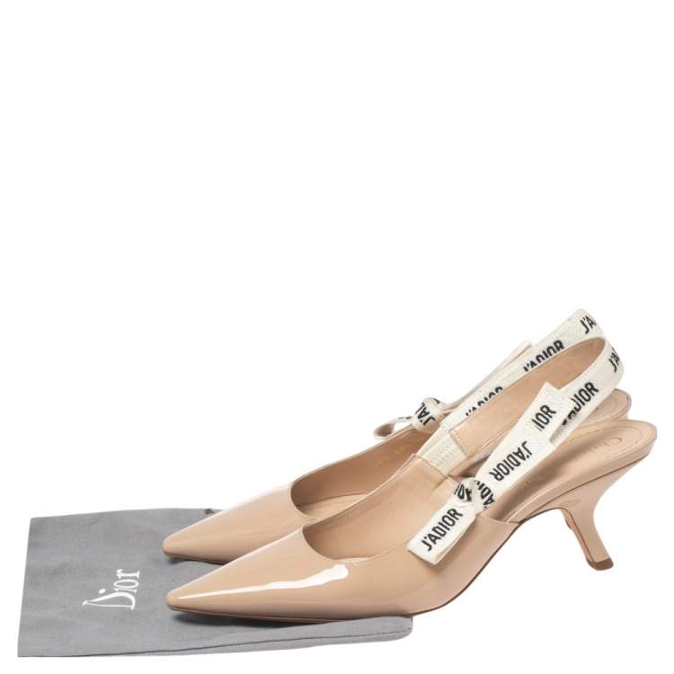 Pre Owned Dior Beige Patent Leather J'adior Slingback Sandals Size 40.5