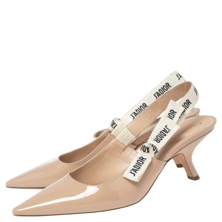 Pre Owned Dior Beige Patent Leather J'adior Slingback Sandals Size 40.5