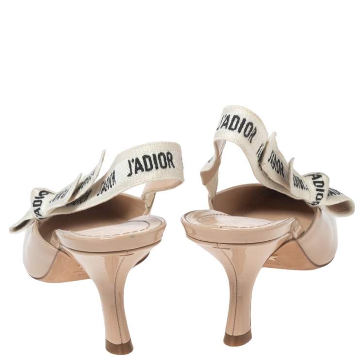 Pre Owned Dior Beige Patent Leather J'adior Slingback Sandals Size 40.5