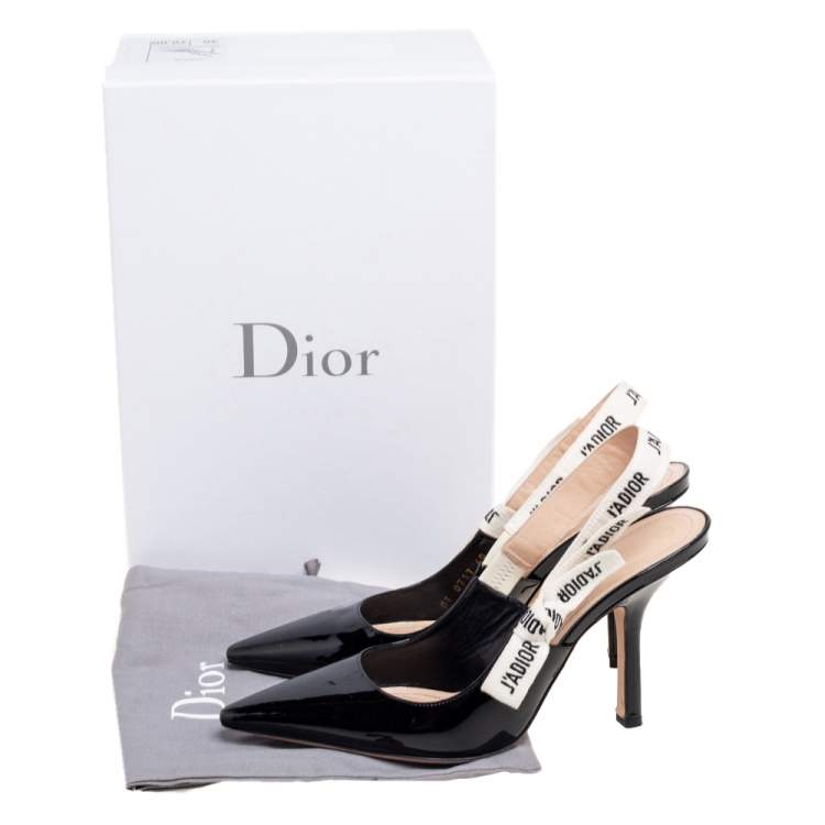 Pre Owned Dior Black Patent Leather J'adior Slingback Pumps Size 40