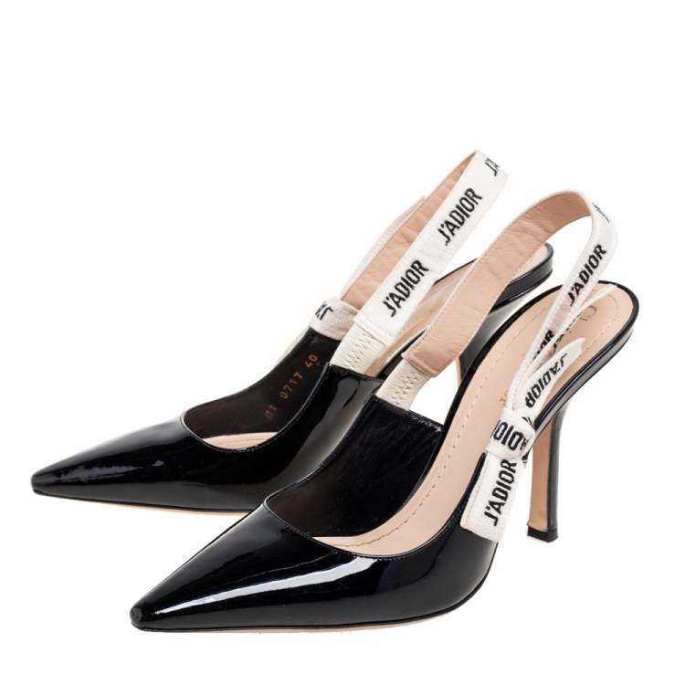 Pre Owned Dior Black Patent Leather J'adior Slingback Pumps Size 40