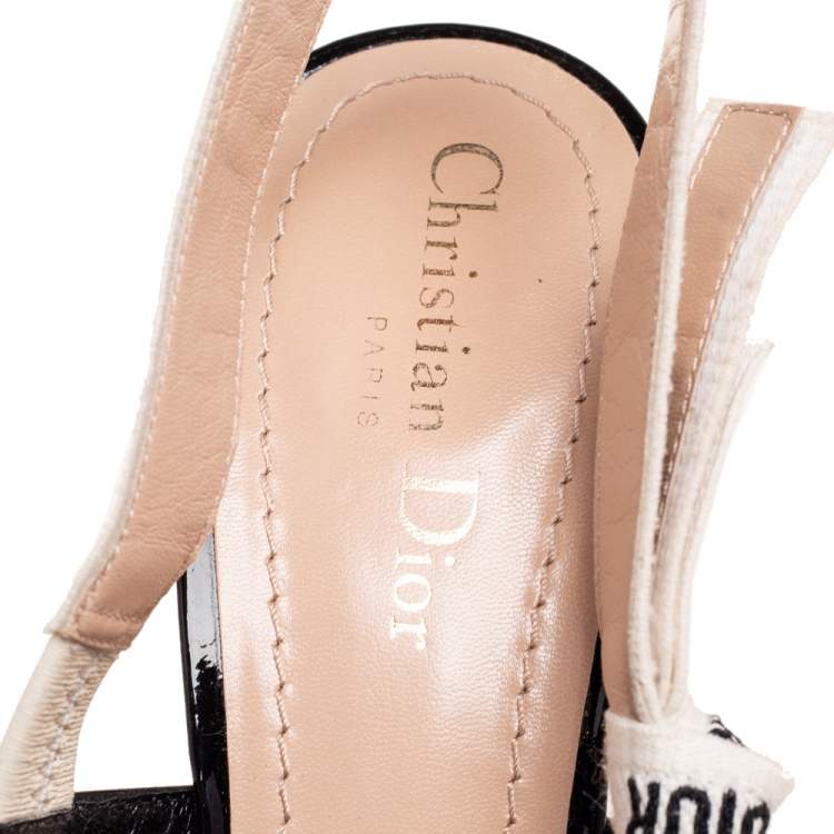 Pre Owned Dior Black Patent Leather J'adior Slingback Pumps Size 40