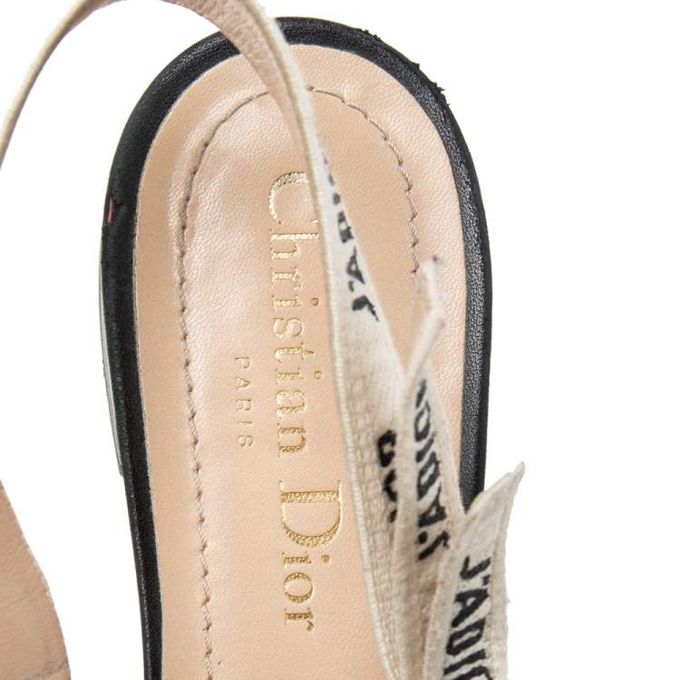 Pre Owned Dior Black Fabric J'Adior Slingback Flats Size 38.5