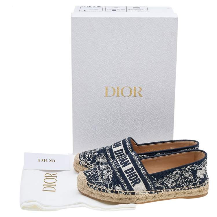 مملوكة مسبقًا Dior Blue/Beige Canvas Granville Espadrille Flats Size 36.5
