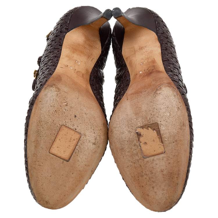 Pre Owned Dior Brown Leather Ankle Length Boots Size 38
