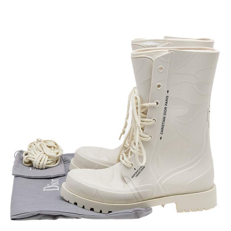 Pre Owned Dior Off White Rubber Diorcamp Ankle Boots Size 39