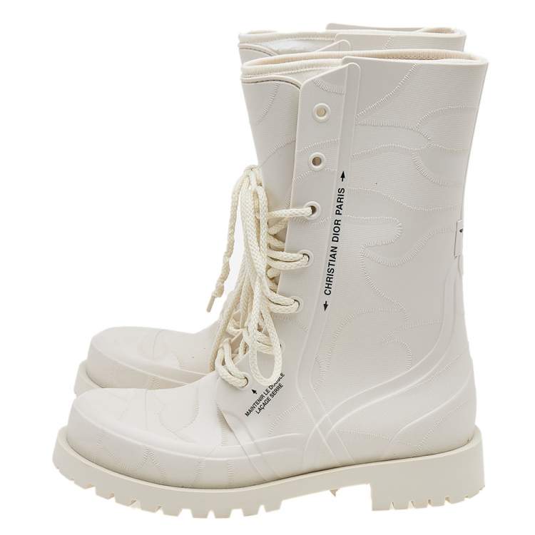 Pre Owned Dior Off White Rubber Diorcamp Ankle Boots Size 39