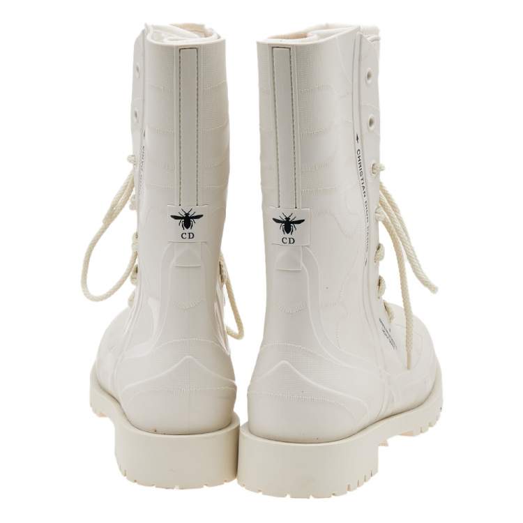 Pre Owned Dior Off White Rubber Diorcamp Ankle Boots Size 39