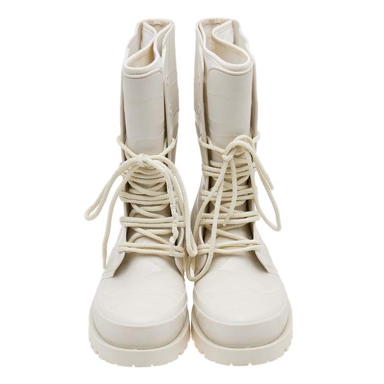 Pre Owned Dior Off White Rubber Diorcamp Ankle Boots Size 39