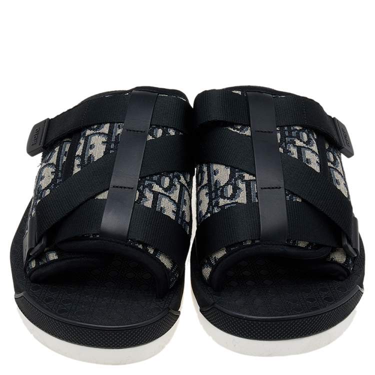 Pre Owned Dior Black/Beige Canvas Slide Sandals Size 40