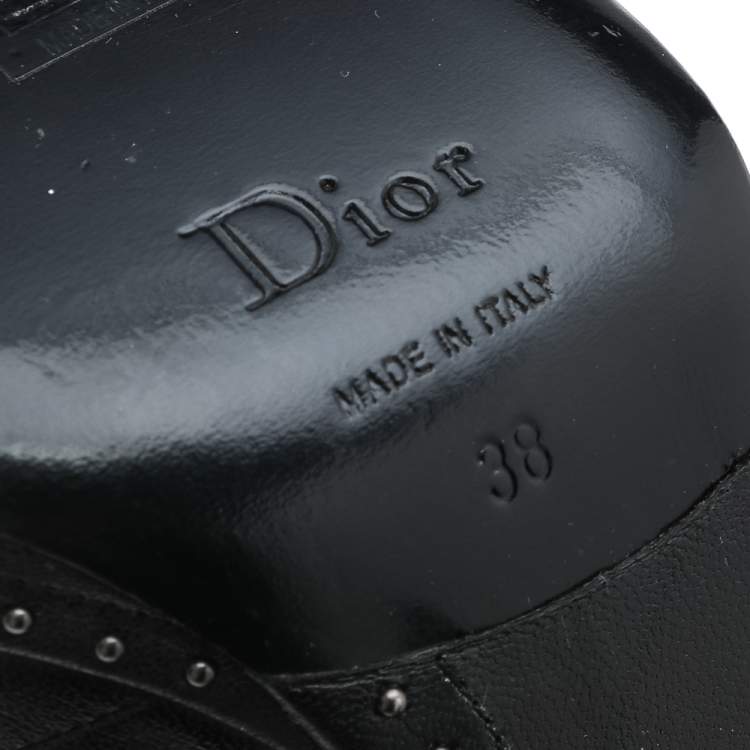 Pre Owned Dior Black Leather Muse Peep Toe Pumps Size 38
