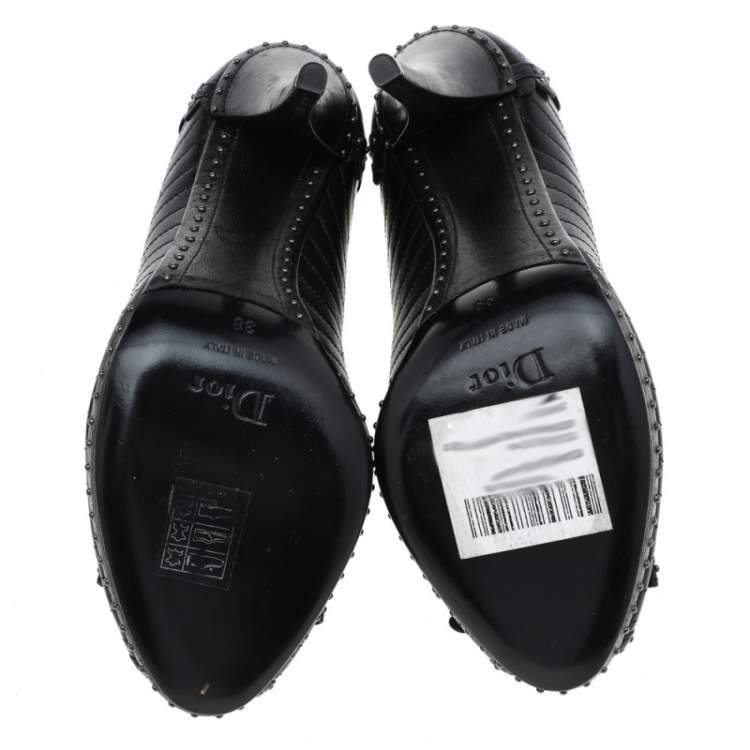 Pre Owned Dior Black Leather Muse Peep Toe Pumps Size 38