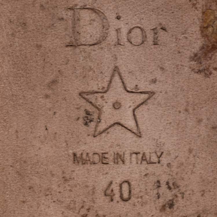 Pre Owned Dior beige/Black Canvas Logo Embroidered D-Way Flat Slides Size 40