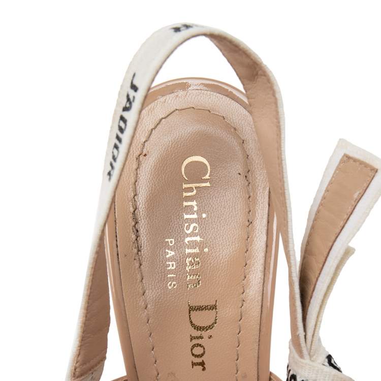 Pre Owned Dior Beige Patent Leather J'adior Slingback Sandals Size 36