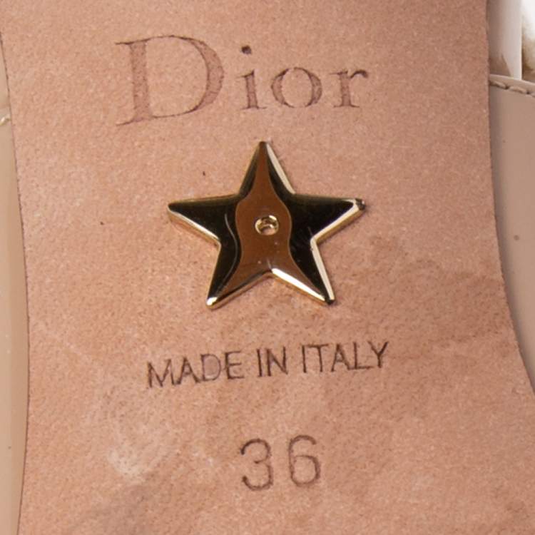 Pre Owned Dior Beige Patent Leather J'adior Slingback Sandals Size 36