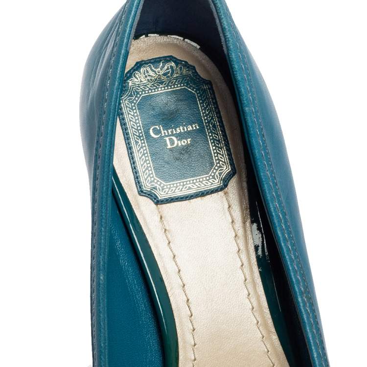 Pre Owned Dior Blue Leather Cannage Heel Ballet Flats Size 41