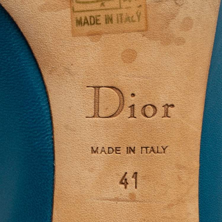 Pre Owned Dior Blue Leather Cannage Heel Ballet Flats Size 41
