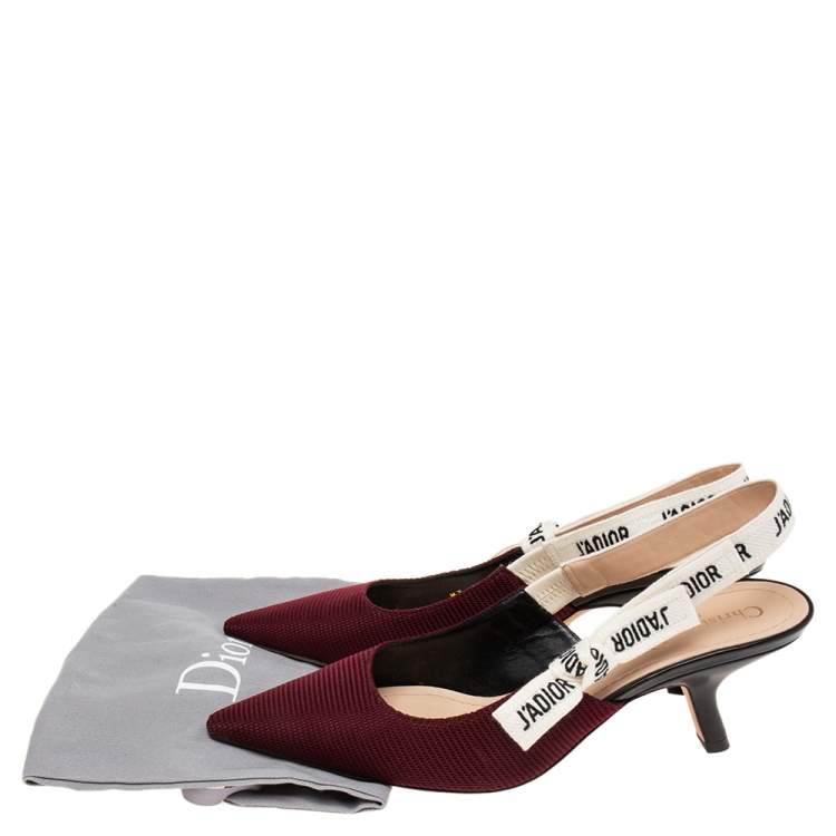 Pre Owned  Dior Burgundy Technical Fabric J'adior Slingback Pumps Size 38.5