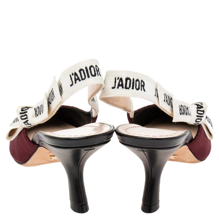 Pre Owned  Dior Burgundy Technical Fabric J'adior Slingback Pumps Size 38.5