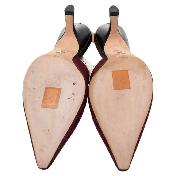 Pre Owned  Dior Burgundy Technical Fabric J'adior Slingback Pumps Size 38.5