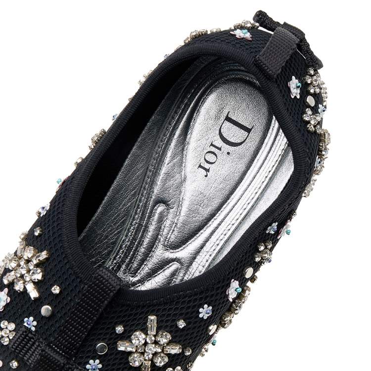 Pre Owned Dior Black Mesh Fusion Embellished Slip On Sneakers Size 38.5
