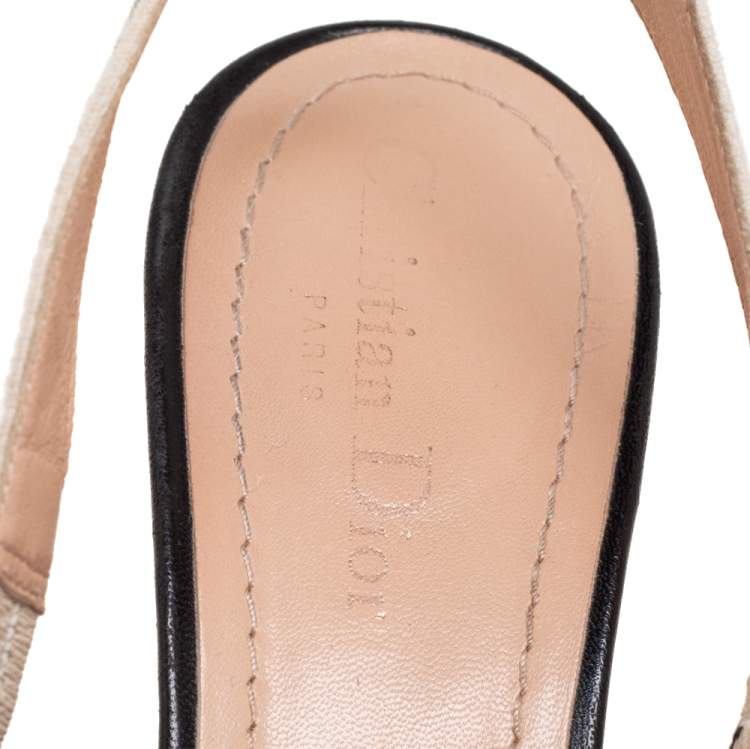 مملوكة مسبقًا Dior Black Technical Fabric and Ribbon J'adior Slingback Pumps Size 39.5