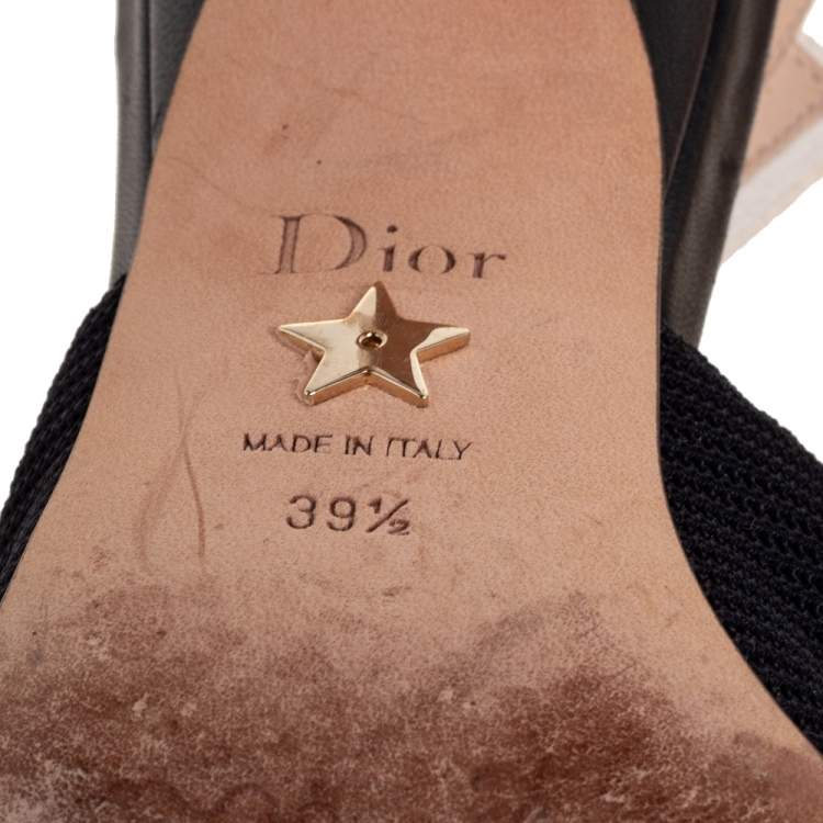 مملوكة مسبقًا Dior Black Technical Fabric and Ribbon J'adior Slingback Pumps Size 39.5