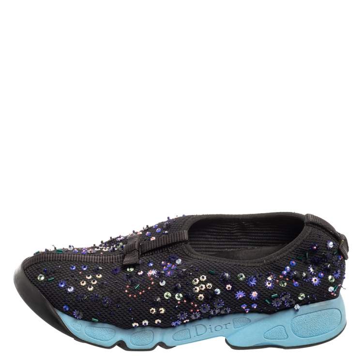 Pre Owned Dior Black Mesh Fusion Sneakers Size 37.5