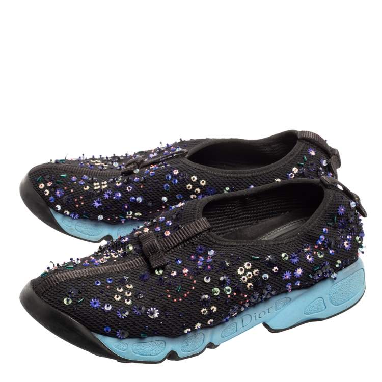 Pre Owned Dior Black Mesh Fusion Sneakers Size 37.5
